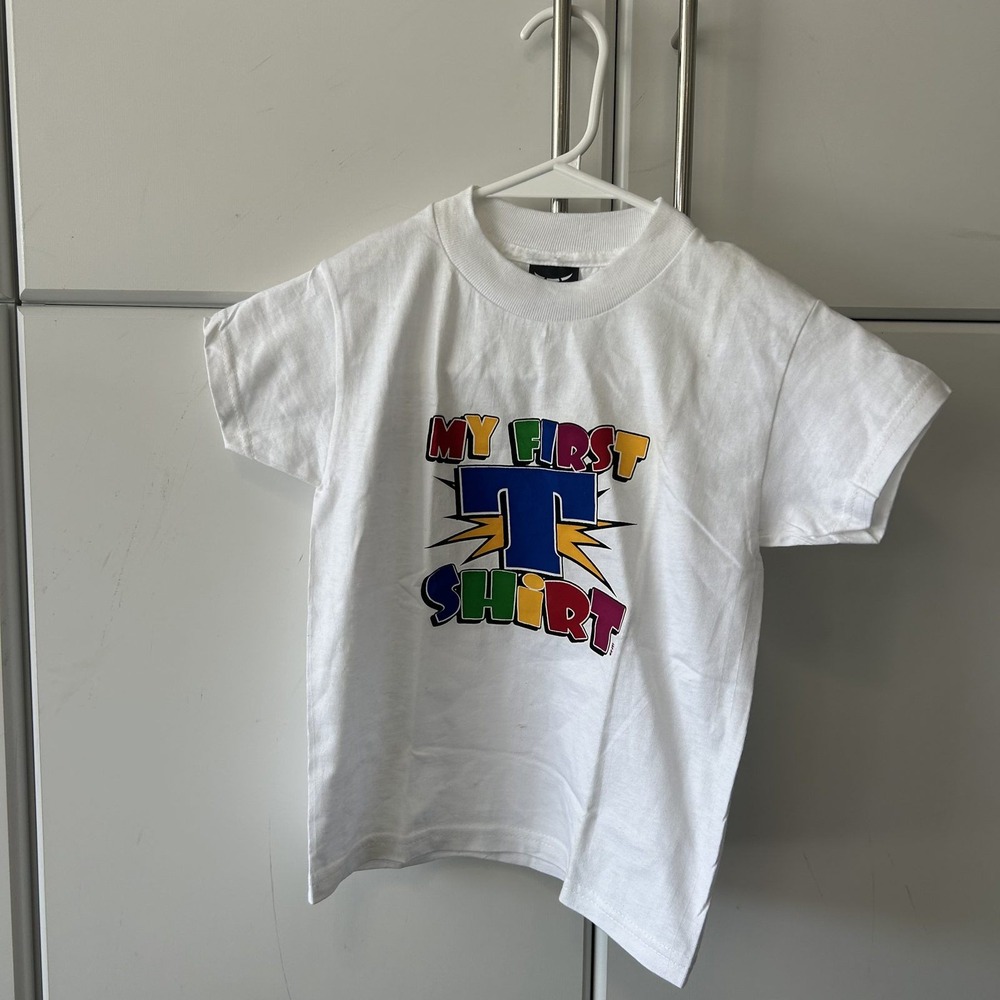Hanes Beefy-T Kids White My First T-Shirt Graphic Tee XCH TP Toddler